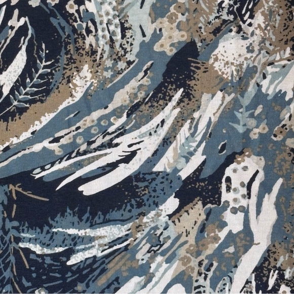 CJ Banks 1X Zip Front Jacket Blue Tan Abstract Print Lightweight Cotton Top - Picture 8 of 13